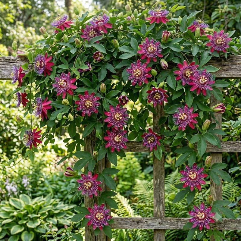 2 Burgundy Passiflora Plants, Colorful Passion Flower Vines, 4-7'' Tall - Image 2