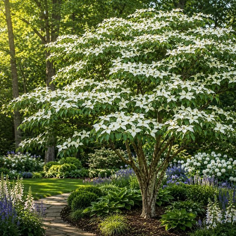 Kousa Japanese Dogwood Tree Live Plant, 10-16 Inch Tall in Quart Pot, White Flowering Ornamental Tree, Cold-Hardy Flowering Shrub for Home Garden - Image 2