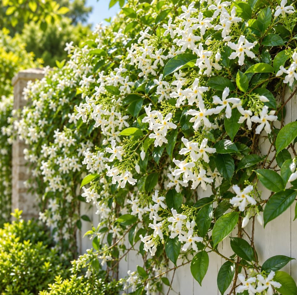Set 2 White Star Jasmine Live Plants, Fragrant White Flowering, Jasmine Flowers Vine Plants for Home Garden 4-6 Inch Tall, No Pot - Image 2