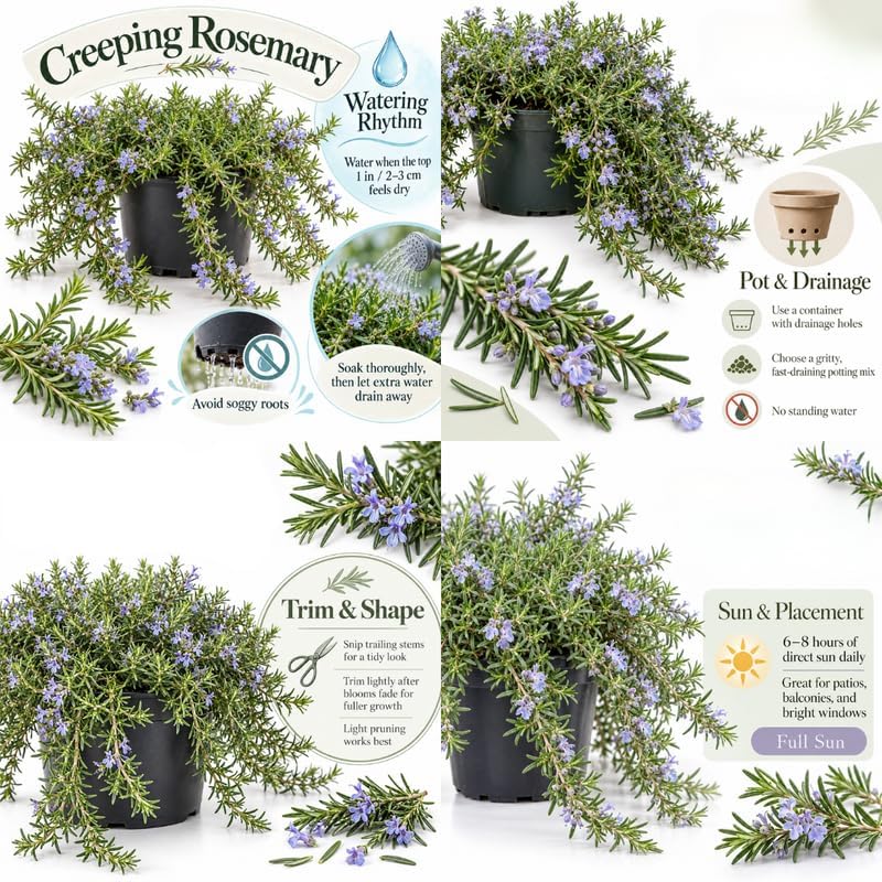 Creeping Rosemary Live Plant, Trailing Herb, 5 Gal Pot-Grown - Image 2