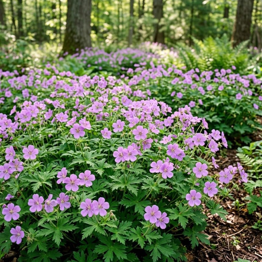 Pack of 10 Geranium Maculatum Wild Geranium Rhizomes for Planting, Bare Roots, Hardy Perennial Woodland Ground Cover, Pale Pink to Lilac Spring Flowers, Shade Garden Live Roots - Image 4