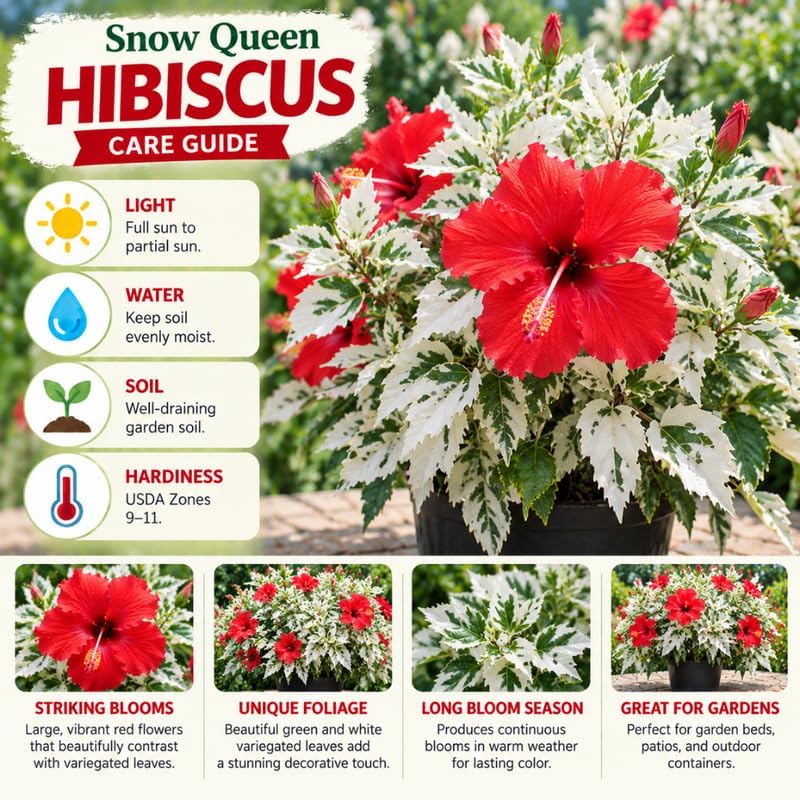 3 Hardy Hibiscus Live Plants, Flowering Shrub, Variegated Red Blooms, 4-7" - Image 2