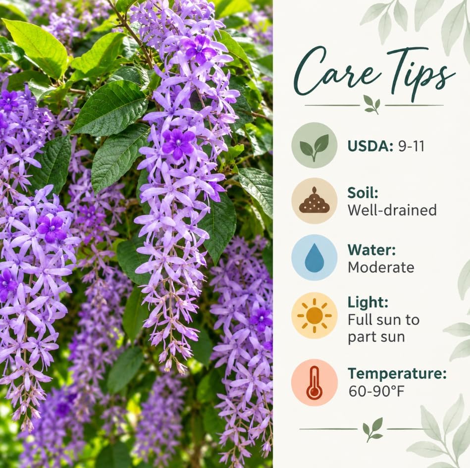 Set 2 Purple Queen Wreath Vine Live Plants 4-6 Inch Tall, Purple Flowering Vine Plants, Tropical Climbing Vines for Indoor, Outdoor Garden - Image 5