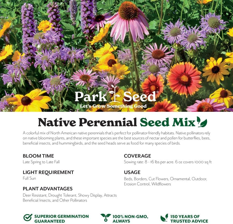 Park Seed Grow Your Own Vibrant Perennial Wildflower Garden Seeds Mixture, Easy to Grow Varieties for Pollinators and Spring Gardens - Native Perennial Mix, 10 lbs - Image 2