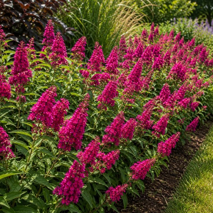 Raspberry Butterfly Bush Live Plant, Raspberry-Pink Blooms Plant, Buddleia Flowering Shrub for Outdoor Home Garden, 4-6 Inch Tall, No Pot - Image 2
