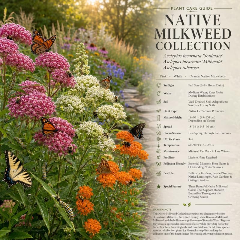2 Mix Live Milkweed Plant, 4-6 Inch Tall, Flowering Milkweed Plant for Outdoor Gardens, Easy to Grow - Image 6