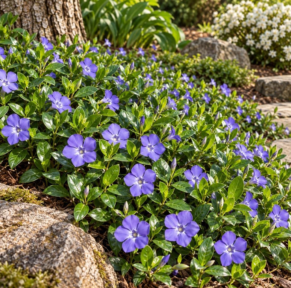 Set 12 Blue Vinca Minor Plants Live Hardy Perennial Vinca Vine 4-6" Longs - Image 2