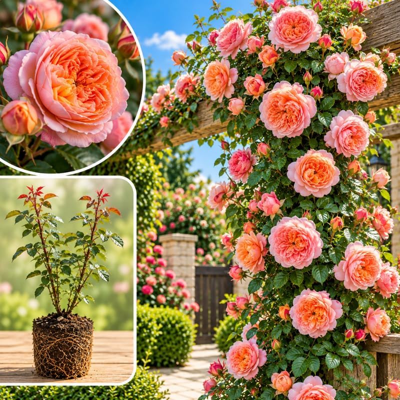 English Climbing Roses Live Plants, Fragrant Starter 5-9" Tall by Unknown