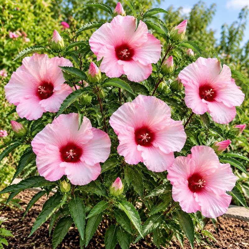 3 Hardy Hibiscus Live Plants, Flowering Shrub, Pink Blooms, 4-7" - Image 6