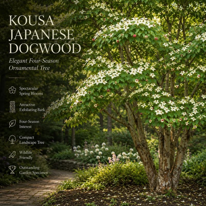 Kousa Japanese Dogwood Tree - Cornus Kousa in Quart Pot - 6-12" Tall, Live Tree for Pollinator Gardens and Patios - Image 5