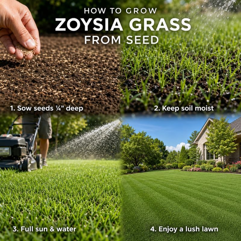 60,000 Zoysia Grass Seed and Mulch, Grass Seeds for Planting, Green Groundcover for Backyard Spaces - Image 6