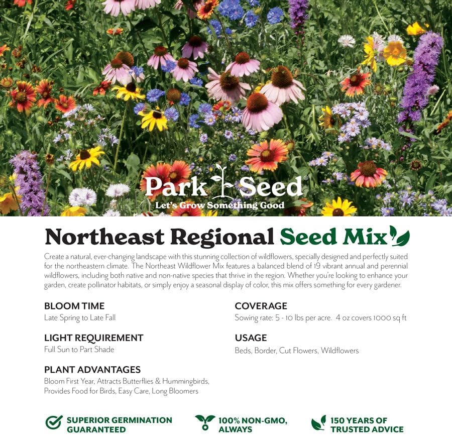 Park Seed Grow Your Own Vibrant Annual and Perennial Wildflower Garden Seeds Mixture, Easy to Grow Varieties for Pollinators and Spring Gardens - Northeast Regional Mix, 25 lbs - Image 2