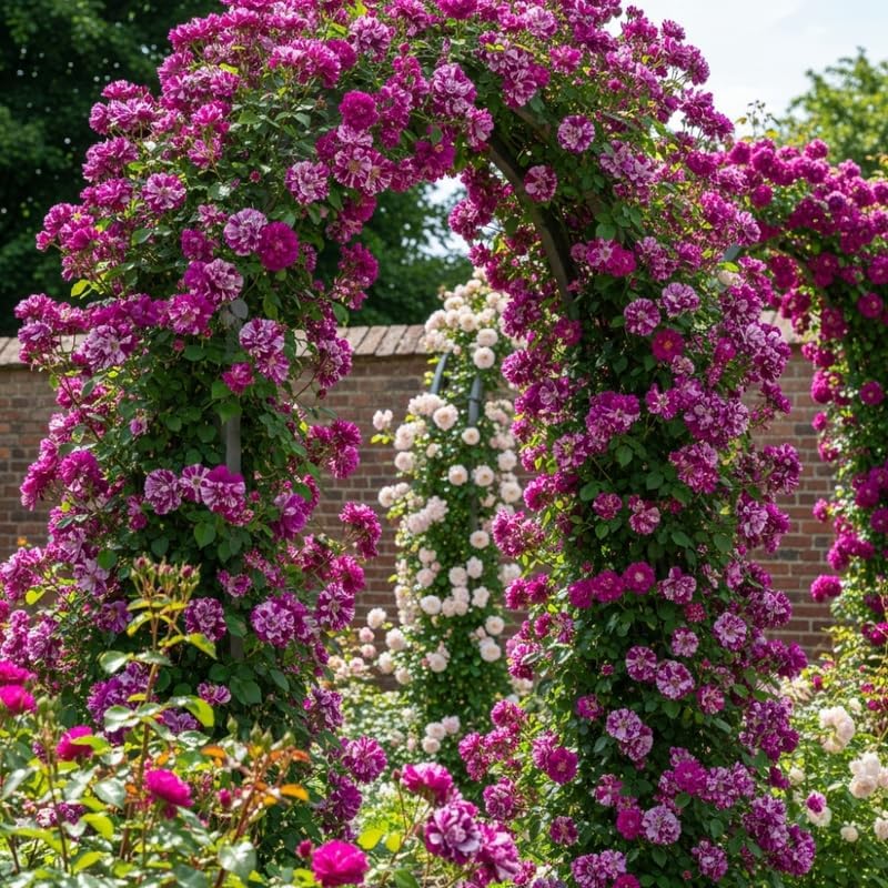 Purple-White Climbing Rose Live Plant, Ornamental Rose, 5-9 Inch Tall - Image 7