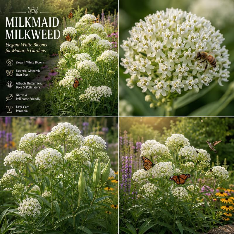 Milkweed Plants Live, White Swamp Milkweed Plants, 4-6 Inch Tall - Image 6