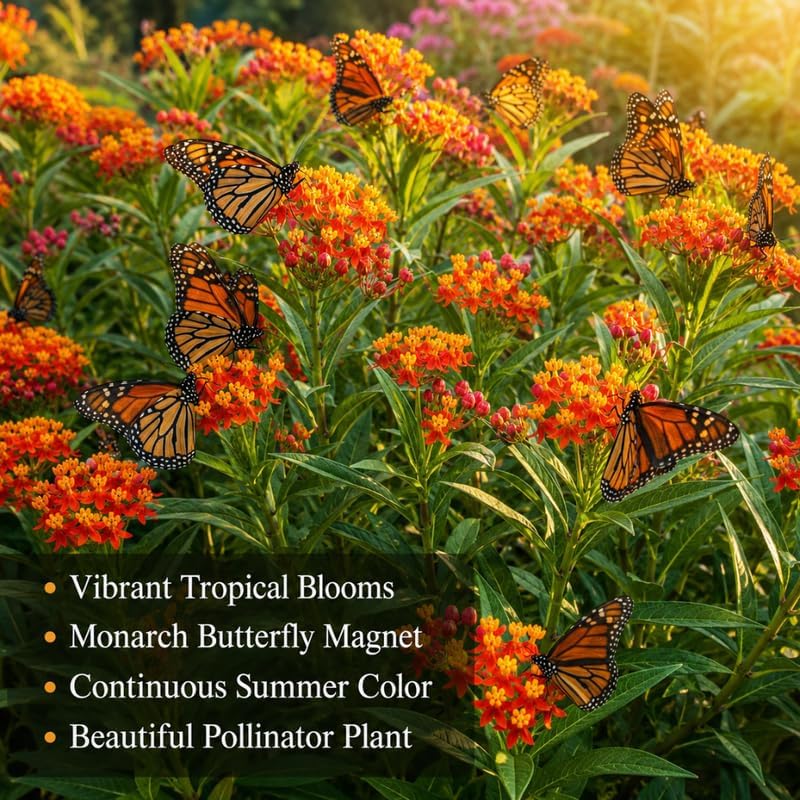 2 Live Milkweed Plant, Tropical Milkweed Live Plant, 4 Inch Tall, Flowering Milkweed Plant for Outdoor Gardens, Easy to Grow - Image 6