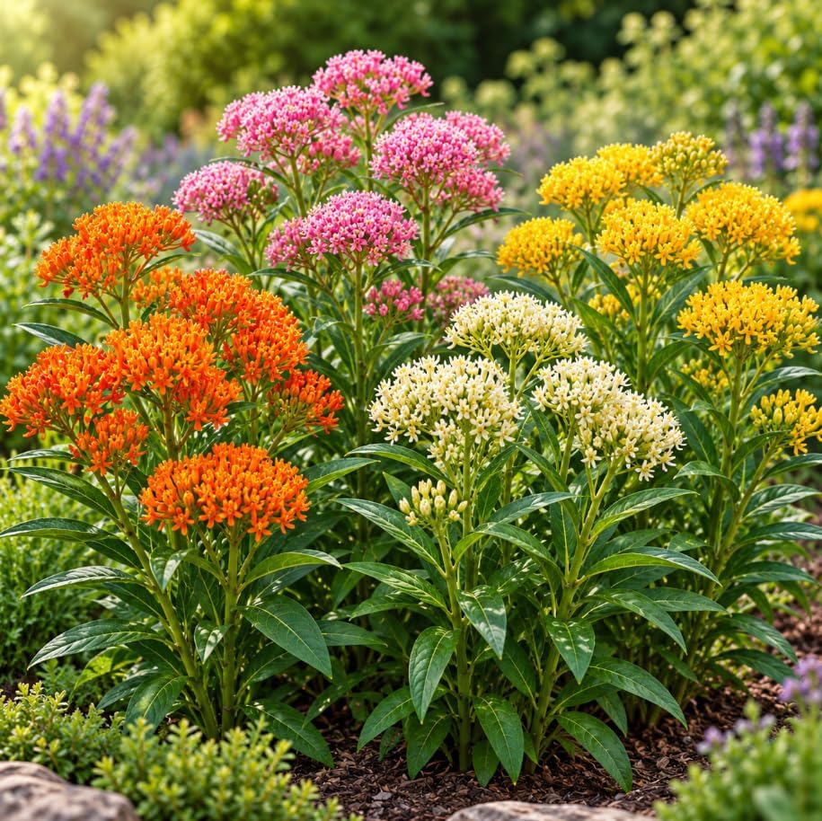 Set of 4 Mixed Milkweed Live Plants, Perennial Asclepias Milkweed Flowering Plants for Butterfly Gardens, Outdoor Beds and Borders, 4-7 Inch Tall - Image 6