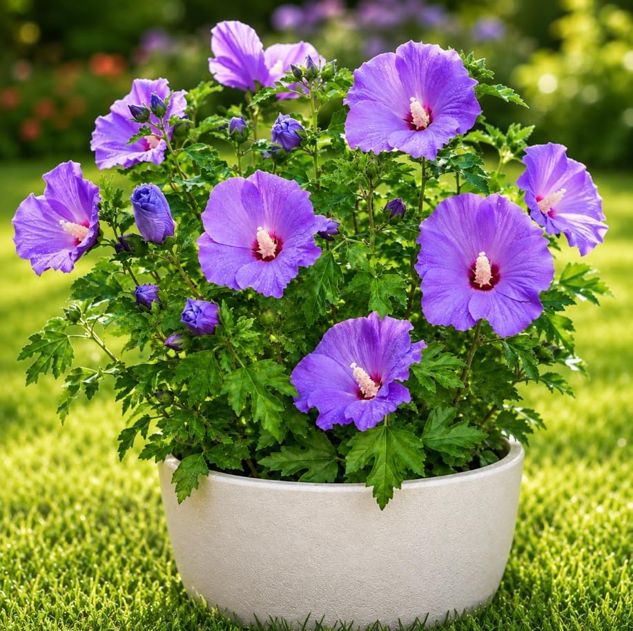 Blue Hibiscus Plant Live, Rose Hibiscus Flower Plant, Blue Purple Flowering Tropical Shrub, 4-8 Inch Tall, No Pot, No Ship TX by Unknown