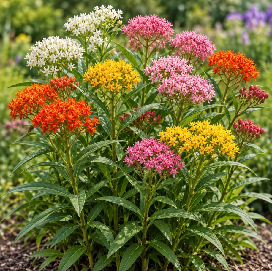 Set of 4 Mixed Milkweed Live Plants, Perennial Asclepias Milkweed Flowering Plants for Butterfly Gardens, Outdoor Beds and Borders, 4-7 Inch Tall - Image 2