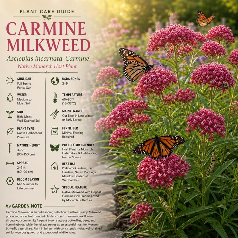Pink Swamp Milkweed Plant Live, Well-Rooted 4-6" Potted Plant, Cold-Hardy Butterfly Host Plant for Sunny Patios and Landscapes - Image 5