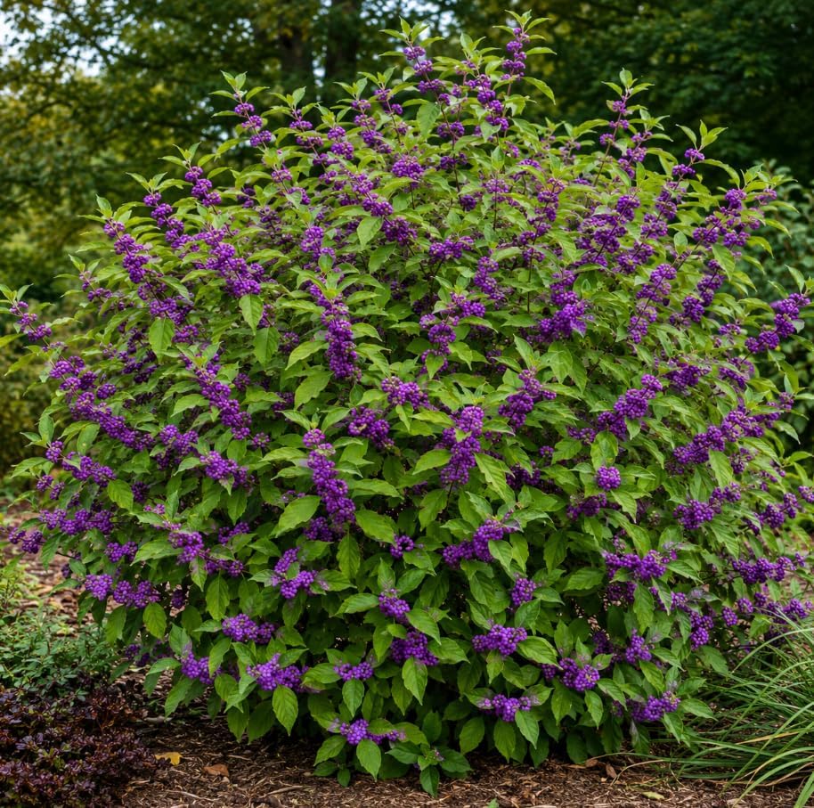 American Beautyberry Bush Live Plant, Callicarpa Americana, Vibrant Purple Berries, Ornamental Native Shrub, Starter Plant 8-12 Inch Tall in 4 Inch Pot - Image 3