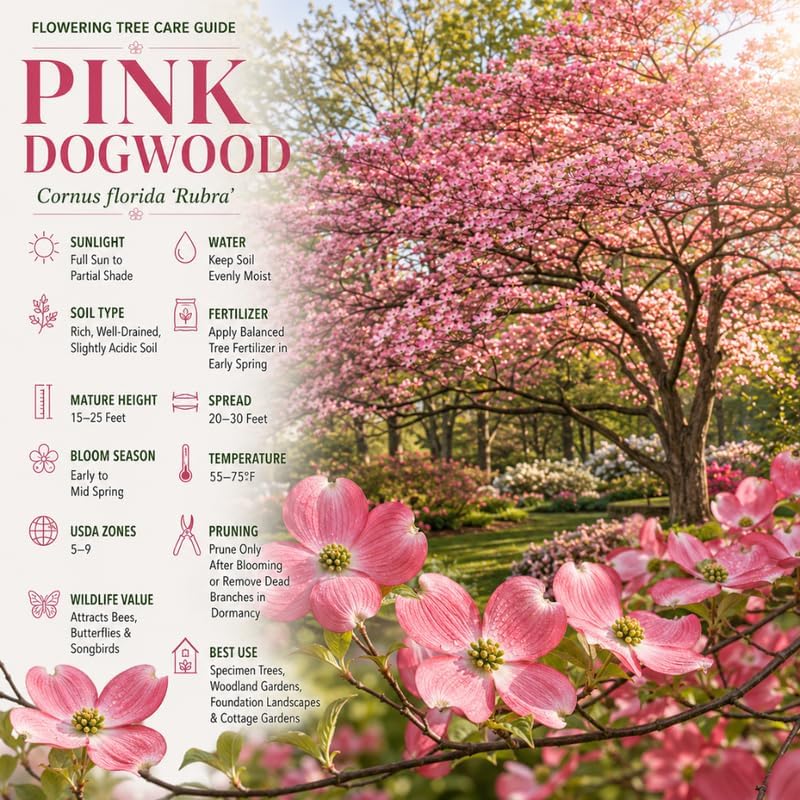 Pink Flowering Dogwood Tree - Cornus Florida in Quart Pot - 6-12" Tall, Live Tree for Pollinator Gardens and Patios - Image 5