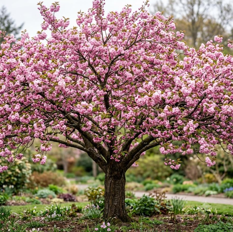 Double Pink Flowering Cherry Trees Live Plant Cherry Blossom Tree, Ornamental Tree Bright Pink Spring Blooms, Deciduous Small Plant 6-12" Tall in 2.5" Pot by Unknown