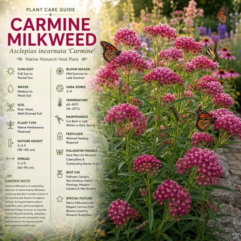 Milkweed Plants Live, Pink Swamp Milkweed Plants, 4-6 Inch Tall - Image 6