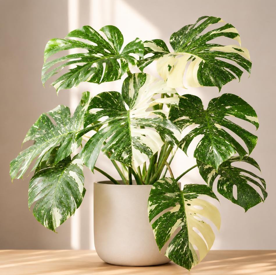 Variegated Monstera Live Plant, 4-7 Inches Tall, Philodendron Tropical Climbing Starter Houseplant for Indoor Pots, Shelves and Home Decor - Image 5
