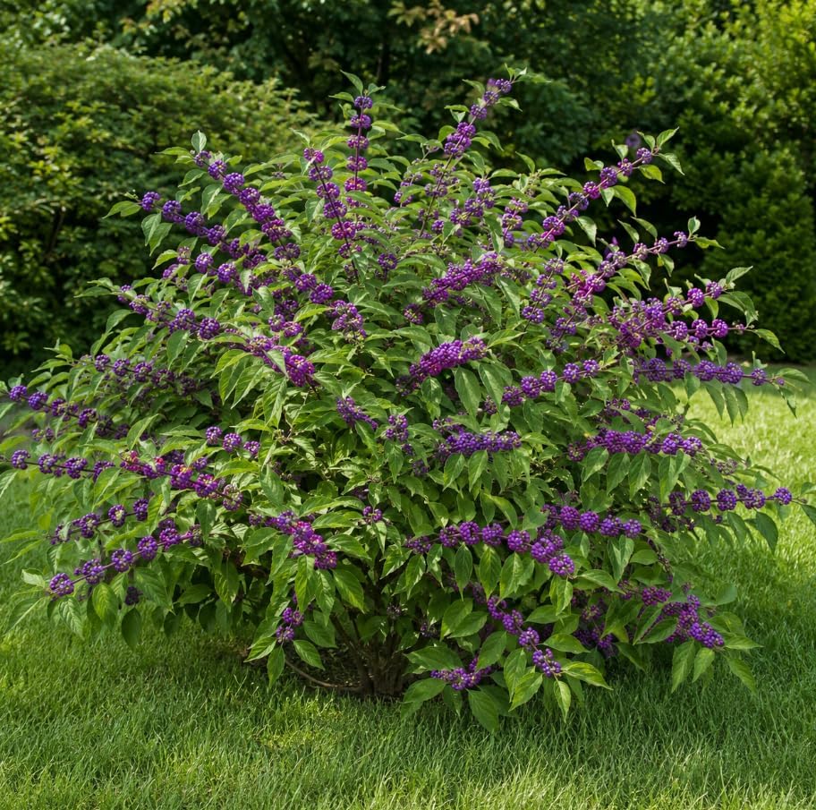 American Beautyberry Bush Live Plant, Callicarpa Americana, Vibrant Purple Berries, Ornamental Native Shrub, Starter Plant 8-12 Inch Tall in 4 Inch Pot by Unknown