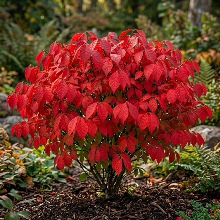Dwarf Burning Bush Shrub Live Plant, Vibrant Scarlet Red Fall Color, Winged Euonymus Plant 6-12" Tall 4" Pot - Image 3