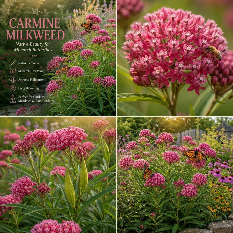 2 Live Milkweed Plant, Pink Swamp Milkweed Live Plant, 4-6 Inch Tall, Flowering Milkweed Plant for Outdoor Gardens, Easy to Grow - Image 4