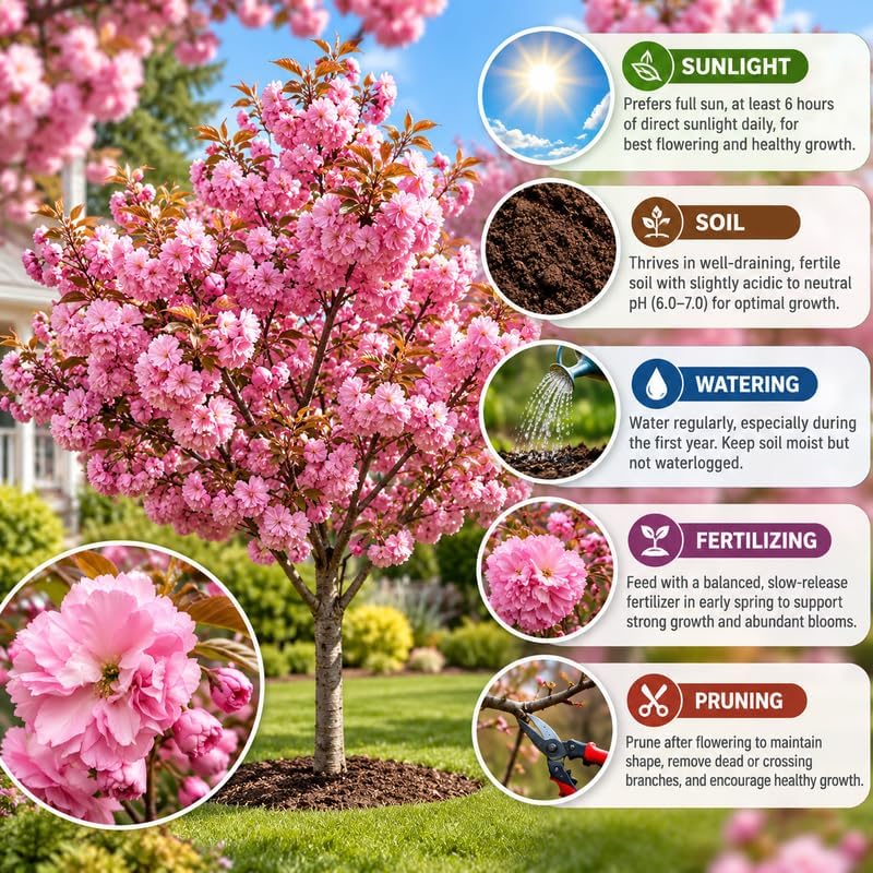 Double Pink Cherry Tree Live Plant - Image 6
