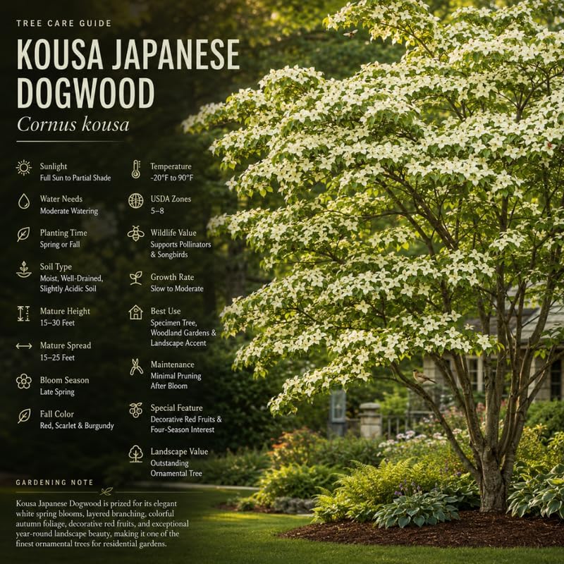 Kousa Japanese Dogwood Tree - Cornus Kousa in Quart Pot - 6-12" Tall, Live Tree for Pollinator Gardens and Patios - Image 3
