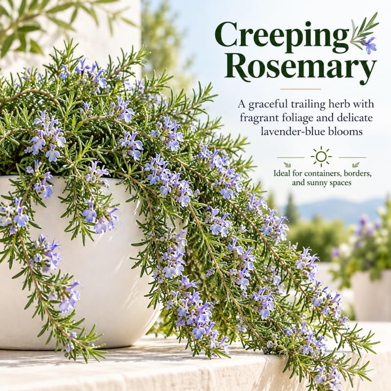 Creeping Rosemary Live Plant, Trailing Herb, 1 Gal Pot-Grown - Image 2