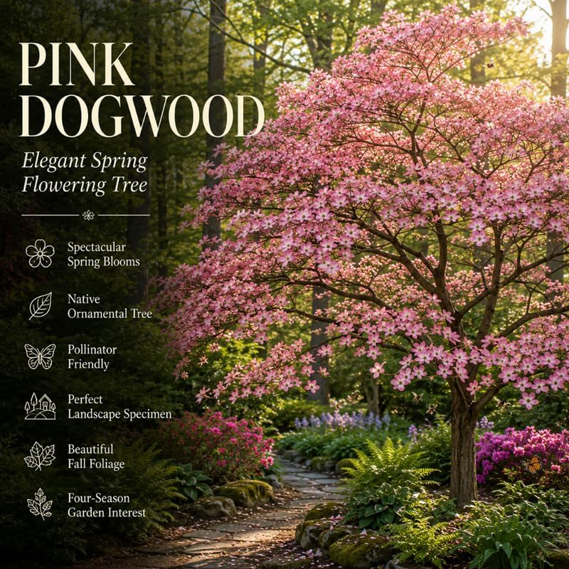 Pink Flowering Dogwood Tree - Cornus Florida in Quart Pot - 6-12" Tall, Live Tree for Pollinator Gardens and Patios - Image 3