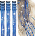 ZYXQZYX Hair Tinsel Kit Pack of 18 Pcs Hair Tinsel Clip in 19.6Inch Glitter Tinsel Hair Extensions Heat Resistant Clip in Hair Tinsel Sparkle Fairy Hair Accessories for Kids Girls Women (Blue) by ZYXQZYX