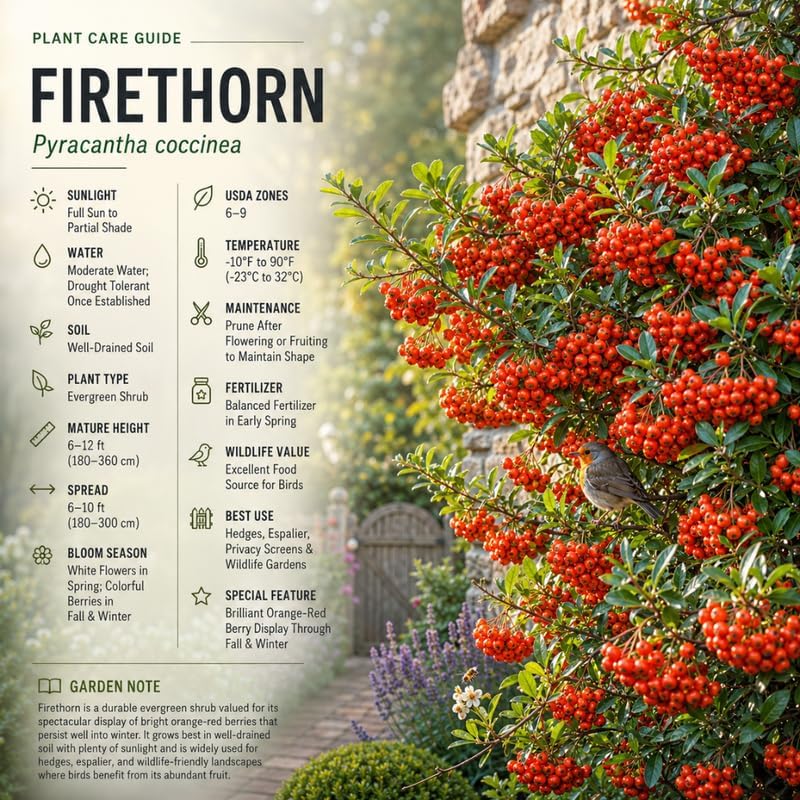 2 Firethorn Live Plant, 3-5” Tall in 3” Pot, Vigorous, Well-Rooted Evergreen Bush, Orange-Red Berries for Stunning Landscape Decor - Image 7