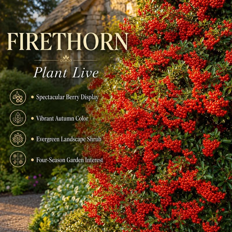 2 Firethorn Live Plant, 3-5” Tall in 3” Pot, Vigorous, Well-Rooted Evergreen Bush, Orange-Red Berries for Stunning Landscape Decor - Image 4