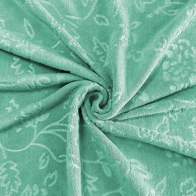 JML Microfiber Bath Towels Set, 2 Pack, 30" x 60", Green-Floral Embossed - Image 4