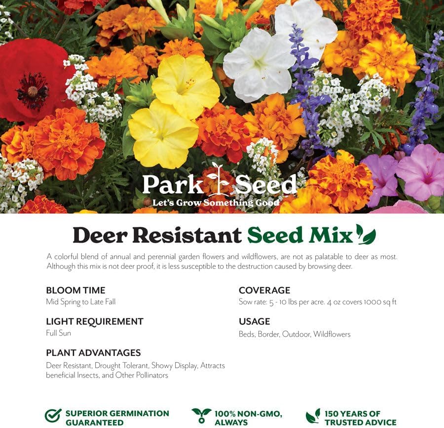 Park Seed Grow Your Own Vibrant Annual and Perennial Wildflower Garden Seed Mixture, Easy to Grow Varieties for Pollinators and Spring Gardens - Deer Resistant Mix, 5 lbs - Image 2
