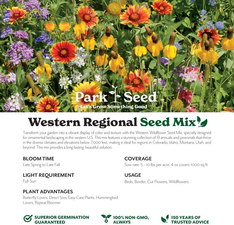 Park Seed Grow Your Own Vibrant Annual and Perennial Wildflower Garden Seeds Mixture, Easy to Grow Varieties for Pollinators and Spring Gardens - Western Regional Mix, 50 lbs - Image 2