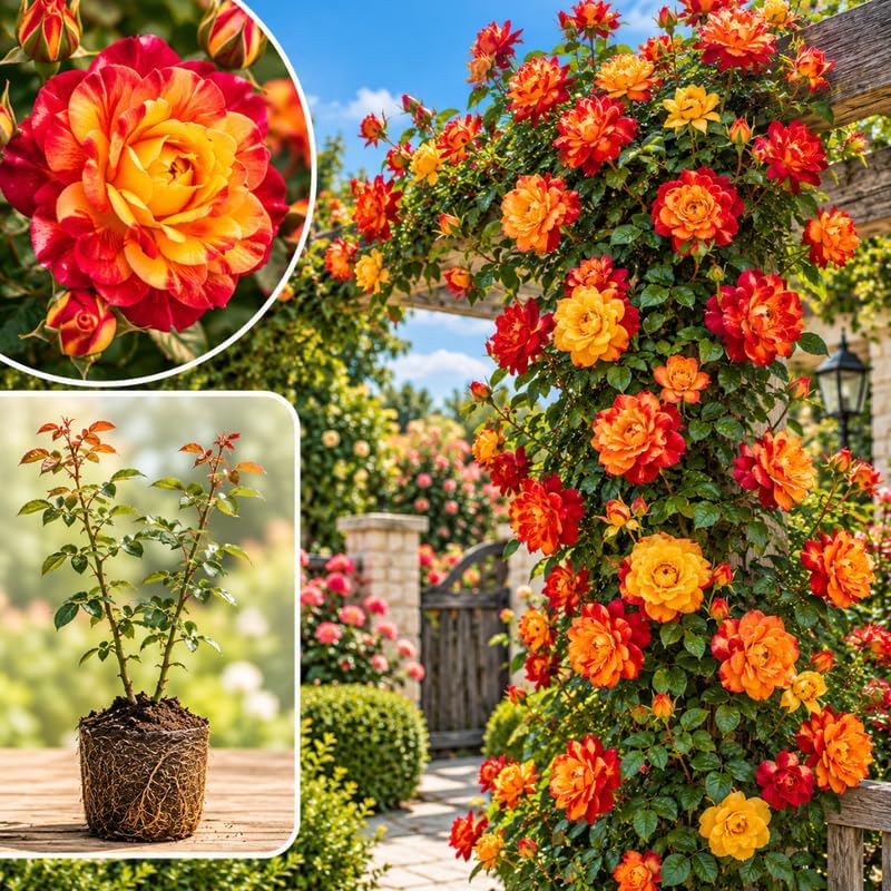 Multi-Colors Climbing Roses Live Plants, Fragrant Starter 5-9" Tall by Unknown