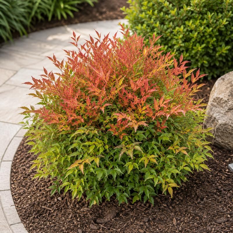 3 Harbor Dwarf Nandina Live Plants (Nandina Domestica), 6-8" Tall in Quart Pot, Low Maintenance, Compact Evergreen Shrub with Red Seasonal Foliage, Ideal for Garden & Landscape - Image 4