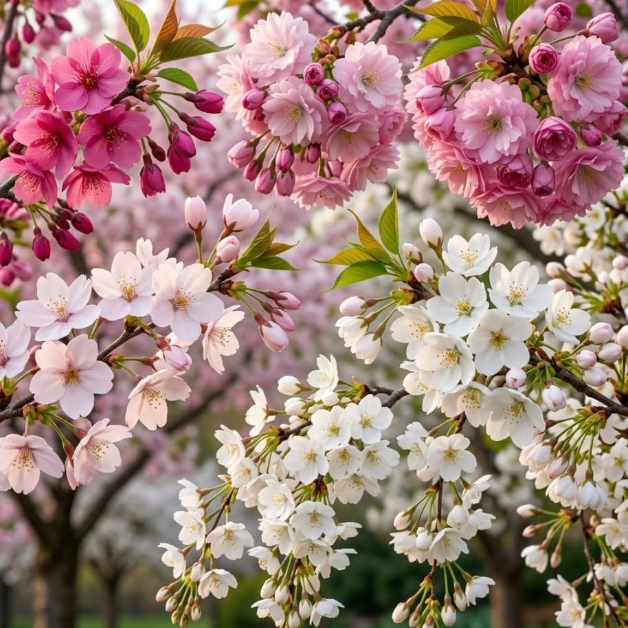 2 Live Flowering Cherry Blossom Trees Assorted Varieties - Random Okame, Double Pink, Yoshino, White Weeping, Snowgoose or Kwanzan Cherry Tree Live Plants 5-12" Tall 3" Pot - Image 5