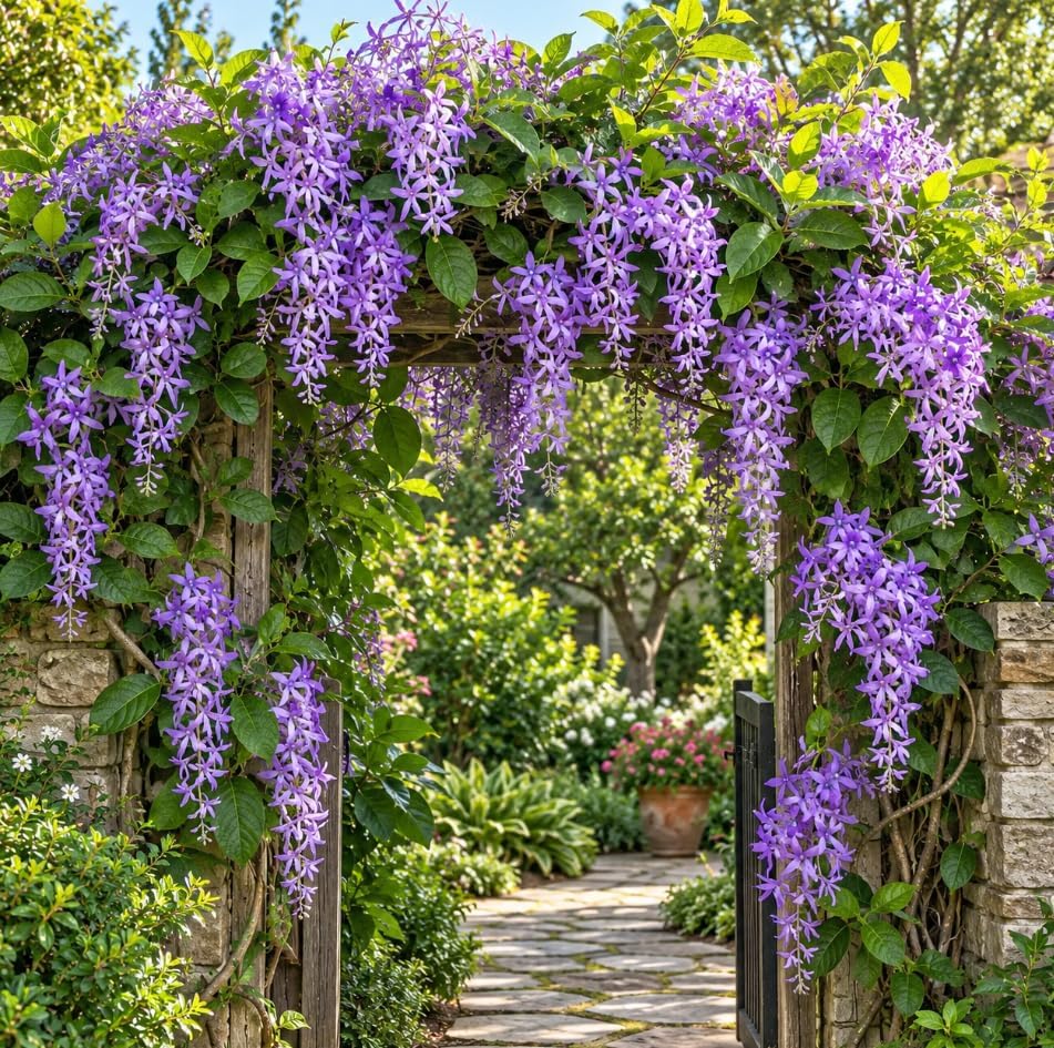 Set 2 Purple Queen Wreath Vine Live Plants 4-6 Inch Tall, Purple Flowering Vine Plants, Tropical Climbing Vines for Indoor, Outdoor Garden - Image 4