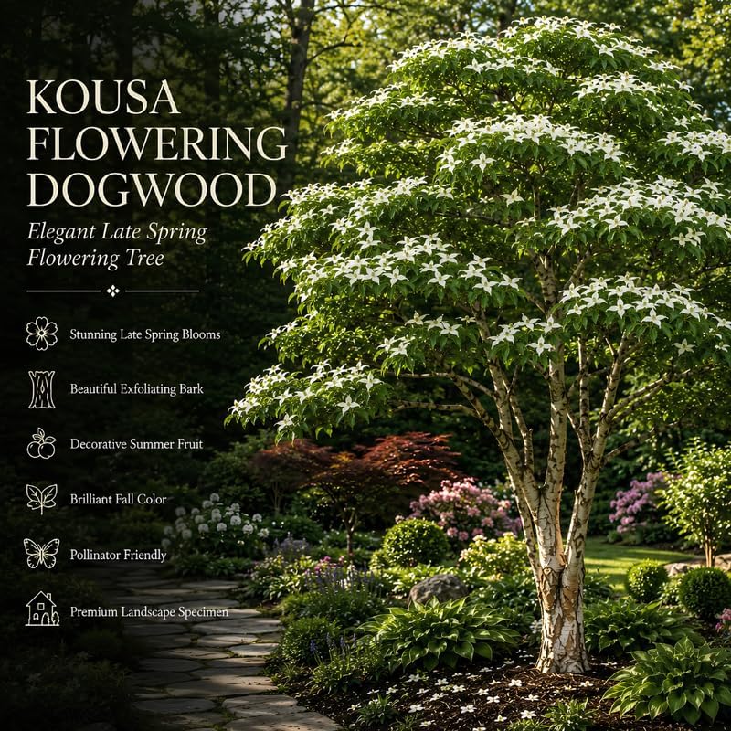 Kousa Japanese Dogwood Tree Live Plant, 10-16 Inch Tall in Quart Pot, White Flowering Ornamental Tree, Cold-Hardy Flowering Shrub for Home Garden - Image 4