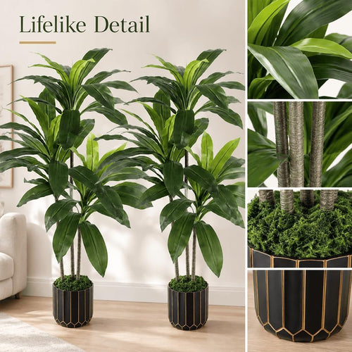 (2 Pack) Artificial Plants Indoor - 4ft Dracaena Tree for Home Decor - Image 2