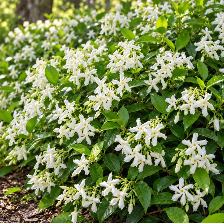 Set 2 White Star Jasmine Live Plants, Fragrant White Flowering, Jasmine Flowers Vine Plants for Home Garden 4-6 Inch Tall, No Pot - Image 3