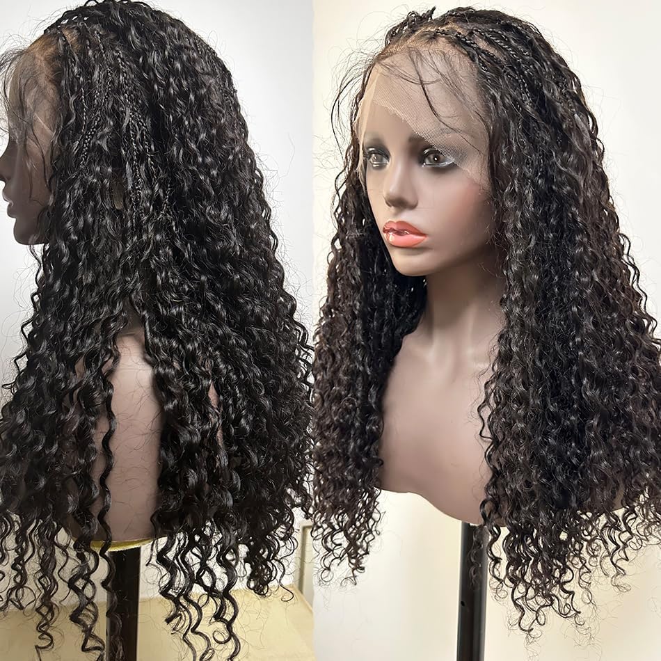Full Lace Knotless Boho Box Braids Human Hair Wig for Black Women 18 Inch - Image 3