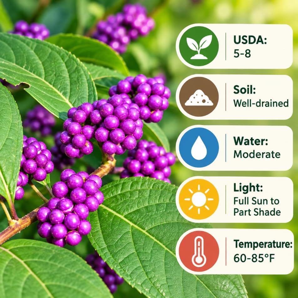 Live American Beautyberry Bush Plant 4-8 Inch Tall, Vibrant Purple Berries Shrub, Berry Bush for Garden, No Ship Pot - Image 6